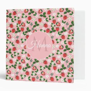 Sweet Strawberries Flowers Watercolor Floral Binder