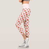 Sweet Strawberries & Hearts Capri Leggings