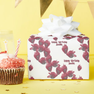 Sweet Strawberries Personalized Wrapping Paper