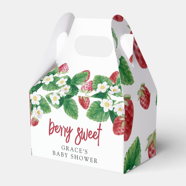 Sweet Strawberry Baby Shower Favor Box (Front Side)