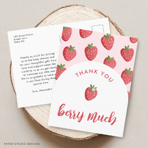 Sweet Strawberry Baby Shower Thank You Postcard