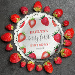 Sweet Strawberry Berry First 1st Birthday Paper Plate<br><div class="desc">Celebrate in style with these trendy 1st birthday paper bowls. The design is easy to personalize with your own wording and your family and friends will be thrilled when they see these fabulous party bowls. Matching items can be found in the collection.</div>