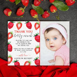 Sweet Strawberry Berry First 1st Birthday Photo Thank You Card<br><div class="desc">Say thank you in style with these trendy 1st birthday thank you cards. The template photo and wording is easy to personalize and your family and friends will be thrilled when they receive these fabulous thank yous.</div>