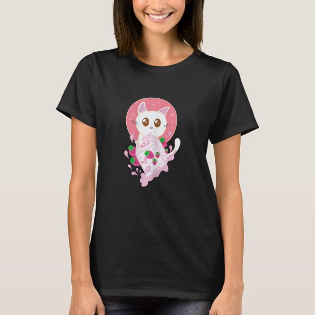 Sweet Strawberry Cat T-Shirt (Front)