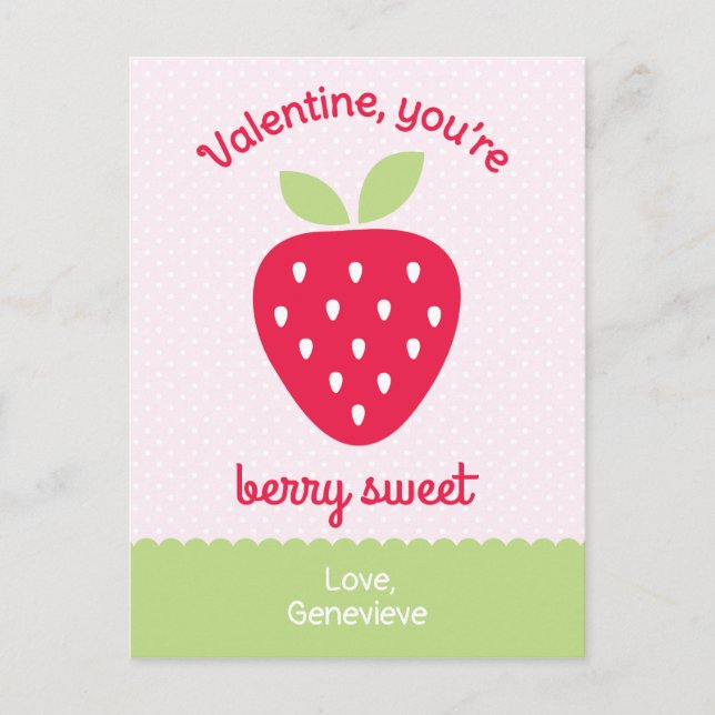 Sweet Strawberry Class Valentines Holiday Postcard (Front)