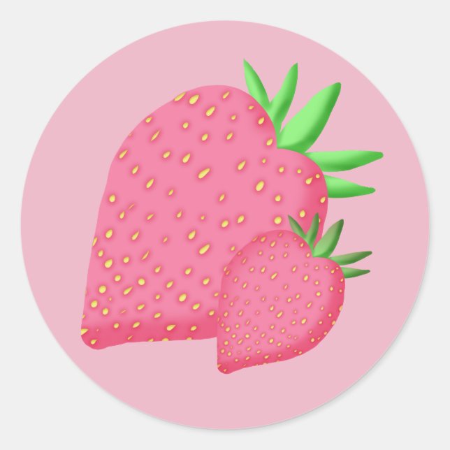 Sweet Strawberry Classic Round Sticker (Front)