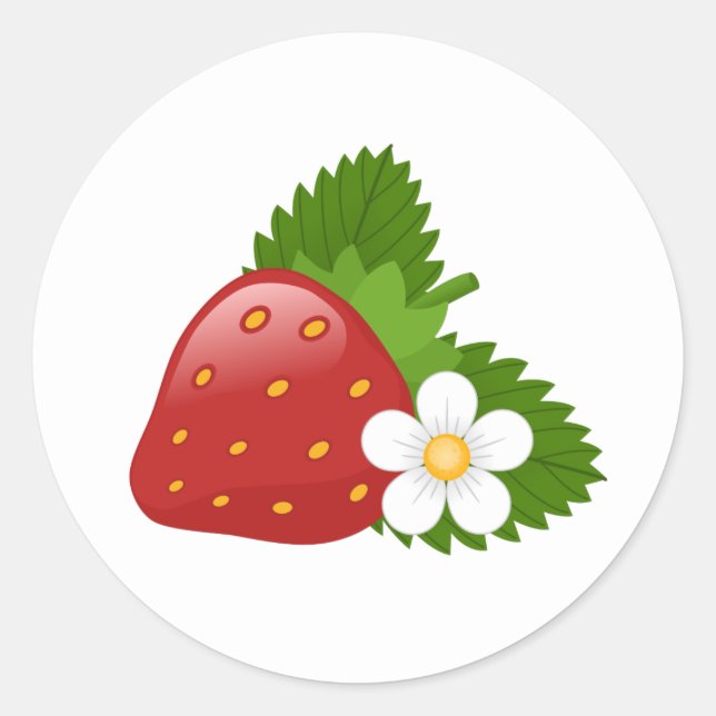 Sweet Strawberry Classic Round Sticker (Front)