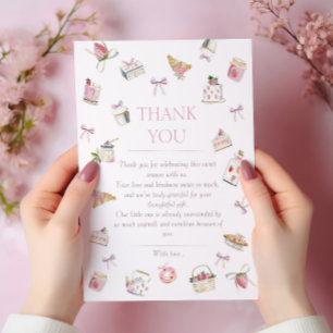 Sweet Strawberry Dessert Baby Shower Watercolor  Thank You Card