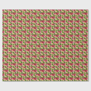 Sweet Strawberry & Floral Pattern Canvas  Wrapping Paper