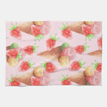 Sweet Strawberry Ice Cream Watercolor Apro