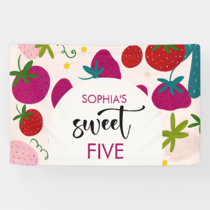 Sweet strawberry kids birthday banner