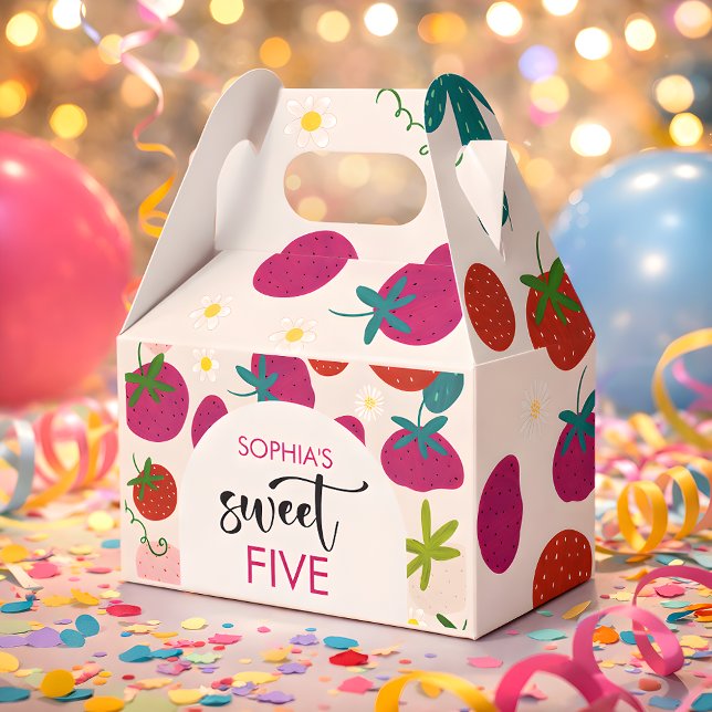 Sweet strawberry kids birthday favor box (Creator Uploaded)