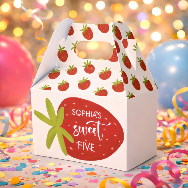 Sweet strawberry kids birthday favor box (Creator Uploaded)