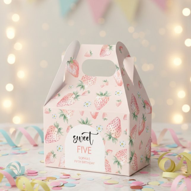 Sweet strawberry kids birthday favor box (Creator Uploaded)