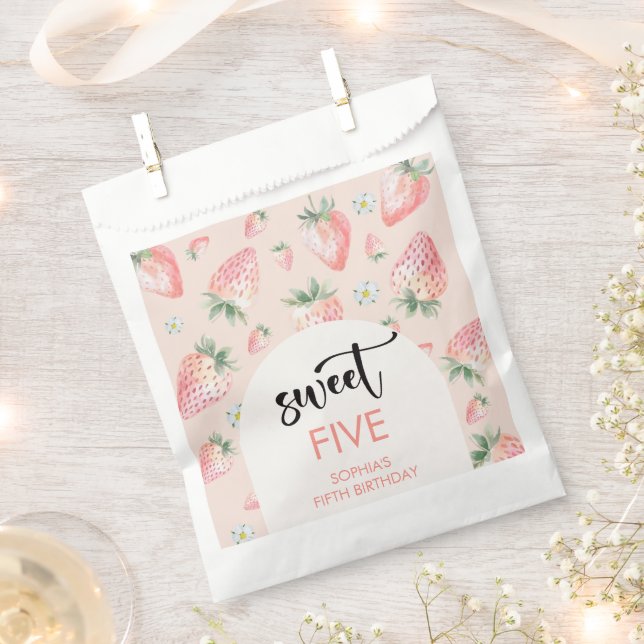 Sweet strawberry kids birthday favour bag (Clipped)