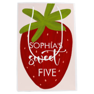 Sweet strawberry kids birthday medium gift bag