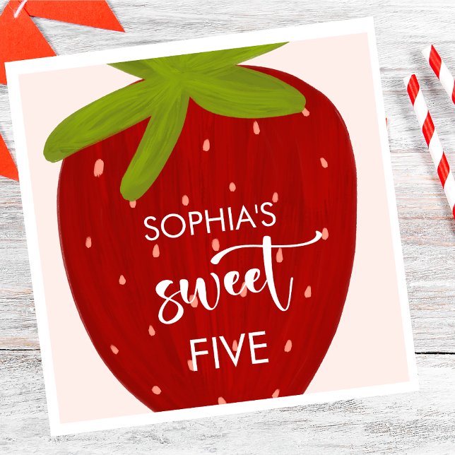Sweet strawberry kids birthday napkin (Creator Uploaded)