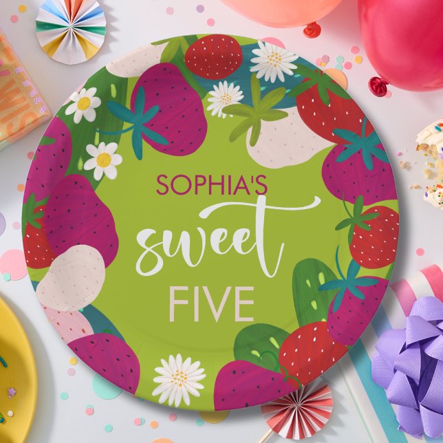 Sweet strawberry kids birthday paper plate (Creator Uploaded)