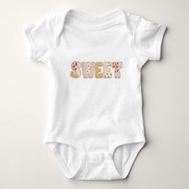 Sweet Strawberry Patchwork Quilted Summer Design Baby Bodysuit (Front)