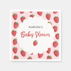Sweet Strawberry Personalized Baby Shower Napkin