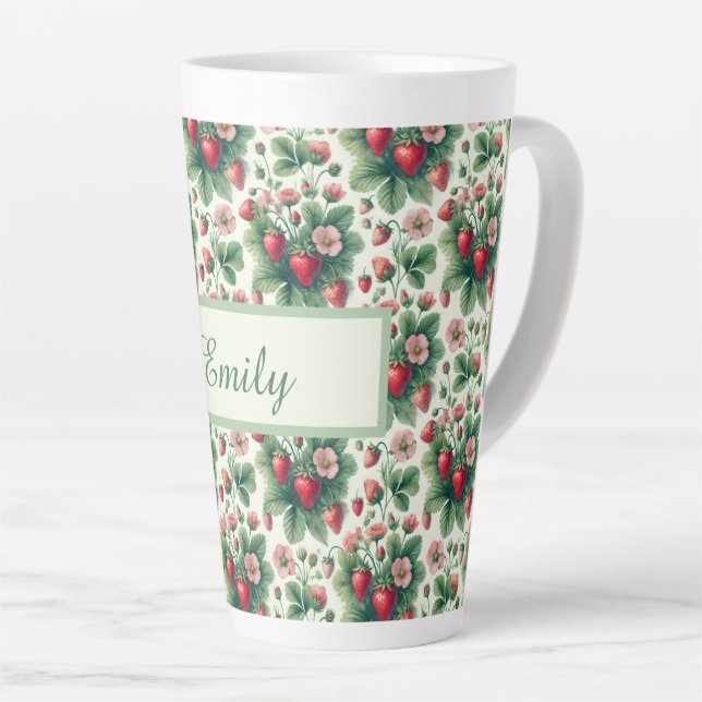 Sweet strawberry personalized  latte mug (Right Angle)