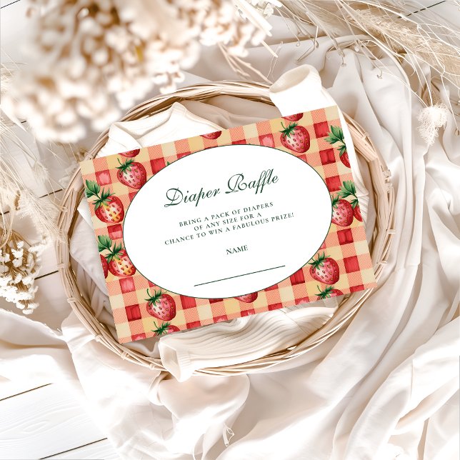 Sweet Strawberry Picnic Diapper Raffle Enclosure Card (Creator Uploaded)
