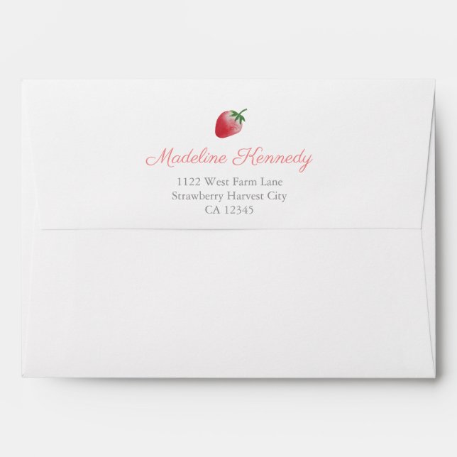 Sweet Strawberry Pink Gingham Check Country Picnic Envelope (Back (Top Flap))