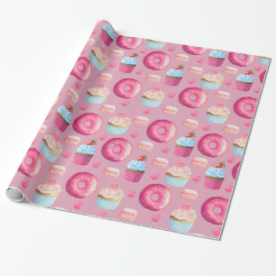 Sweet Strawberry Pink Treats Wrapping Paper