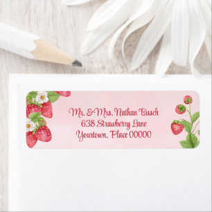 Sweet Strawberry Watercolor Baby Shower Address