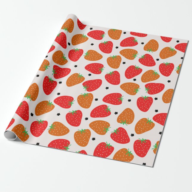 Sweet Strawberry Wrapping Paper (Unrolled)
