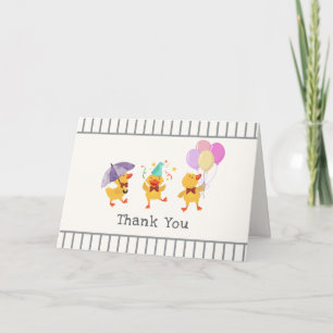 Sweet Stripe Party Little Duckling Baby Shower Thank You Card