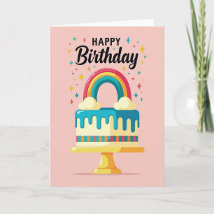 Sweet Striped Cake Birthday Card