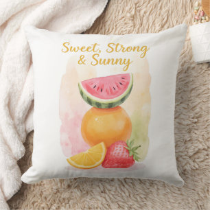 Sweet, Strong & Sunny – Watercolor Fruit Throw Pillow
