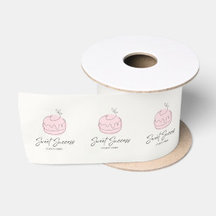 Sweet Success Starts Here Cream Black Pink Baker Satin Ribbon