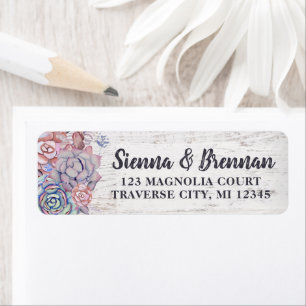 Sweet Succulent Watercolor Wedding Return Address