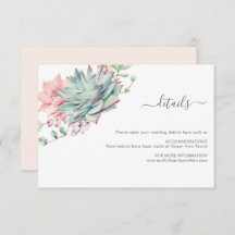 Sweet succulent Wedding Enclosure Card