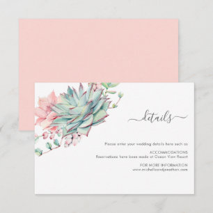 Sweet succulent Wedding Enclosure Card