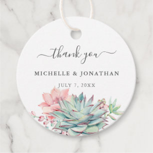 Sweet Succulent Wedding Thank You Favour Stickers  Tags