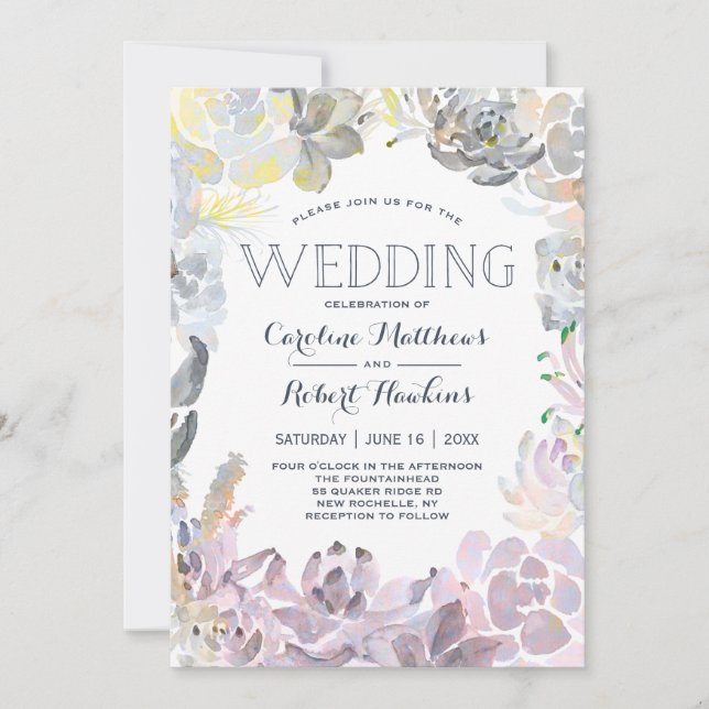 Sweet Succulents Wedding Invitation (Front)