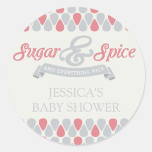 SWEET Sugar and Spice Baby Shower Classic Round Sticker
