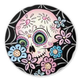 Sweet Sugar Skull Ceramic Knob