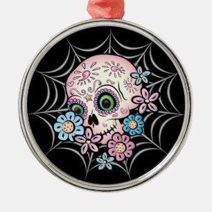 Sweet Sugar Skull Metal Ornament