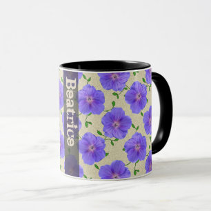 Sweet Summer Botanical Blue Flower with Name Mug