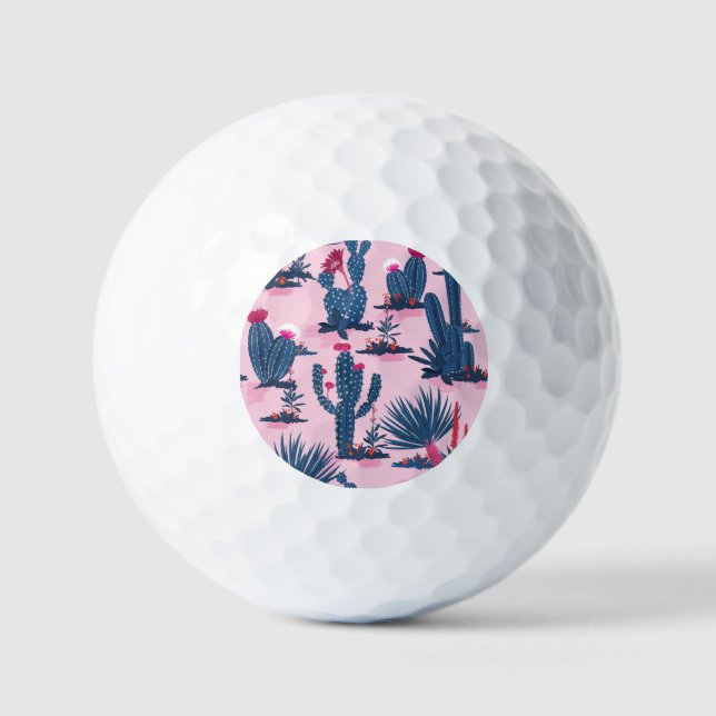 Sweet Summer Cactus Blooming Pattern Golf Balls (Front)