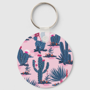 Sweet Summer Cactus Blooming Pattern Keychain