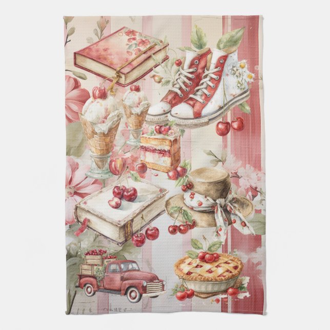 Sweet Summer Cherries Kitchen Towel (Vertical)