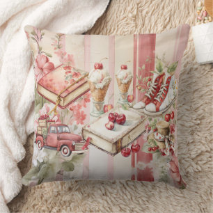 Sweet Summer Cherries Throw Pillow