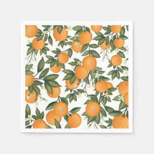 Sweet Summer Citrus Botanical Oranges Greenery Napkin