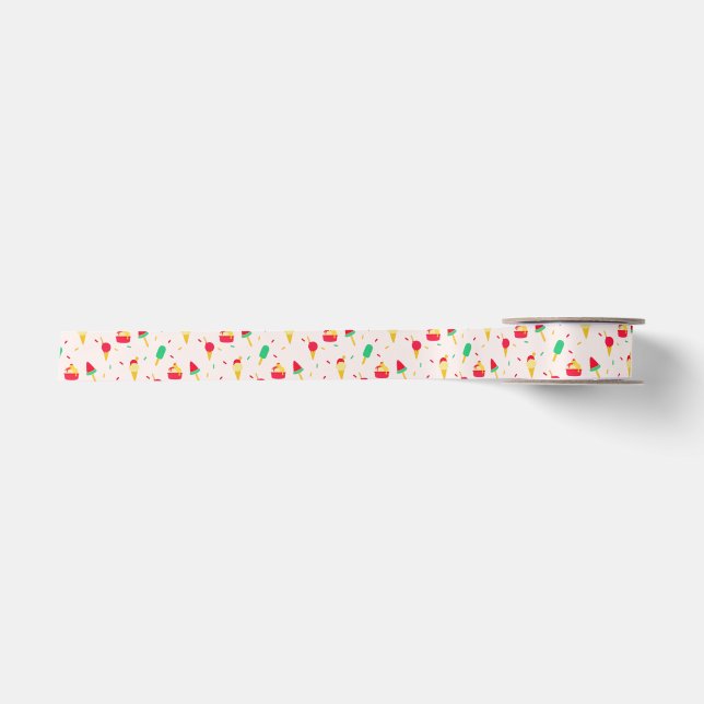 Sweet Summer Fun Rainbow Ice Cream Sprinkles Satin Ribbon (Front)