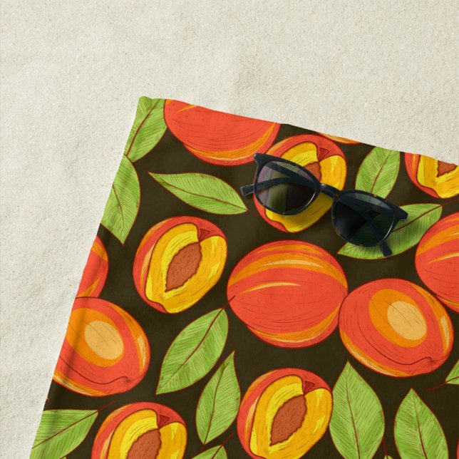 Sweet Summer Peach Pattern Beach Towel (In Situ)